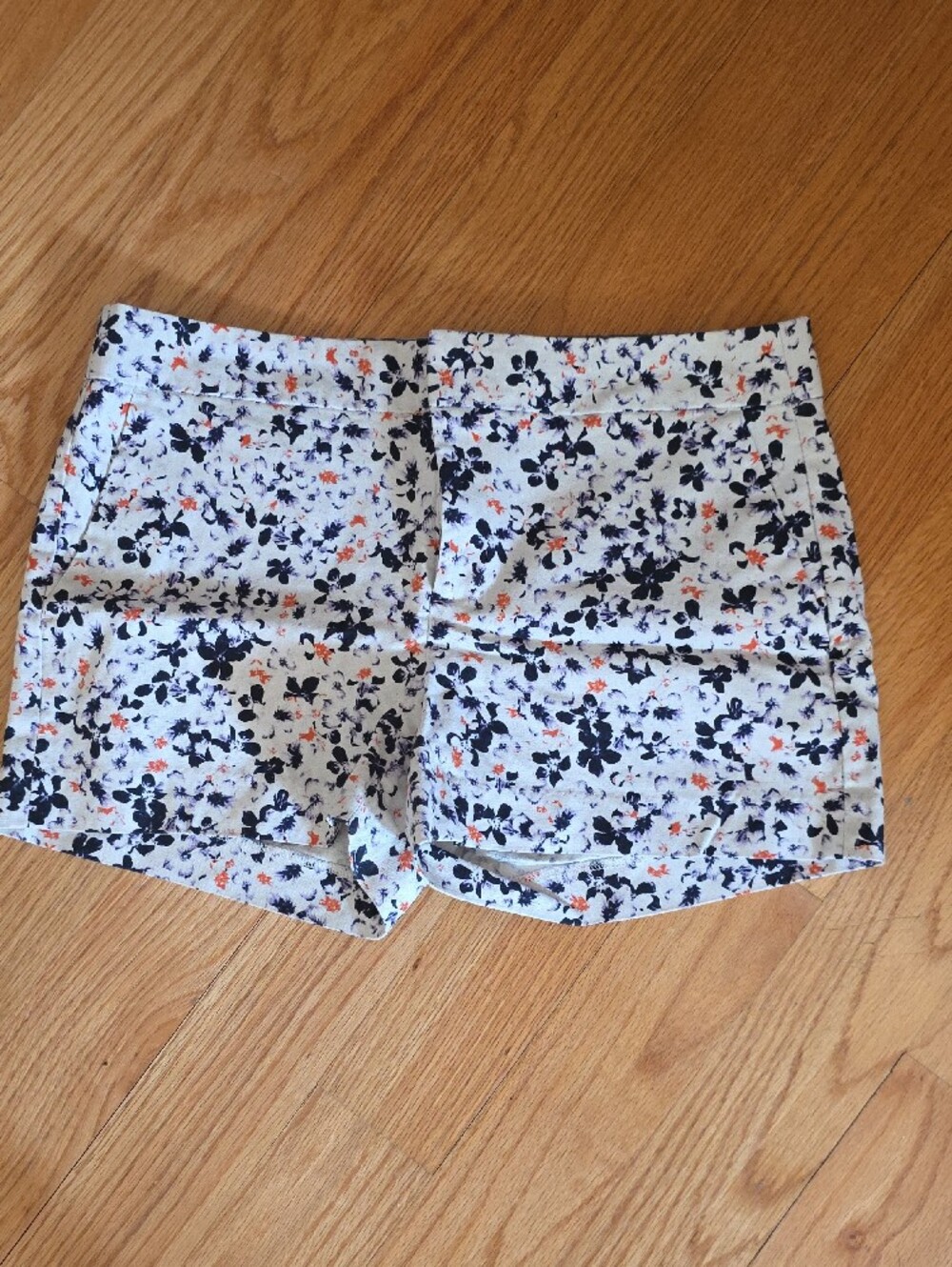 Women’s White Floral Print Shorts - Navy & Coral Accents